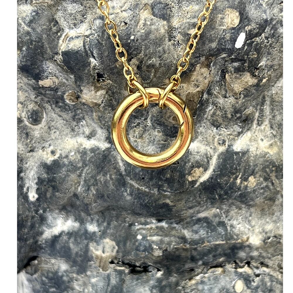 Gold Round Charm Necklace